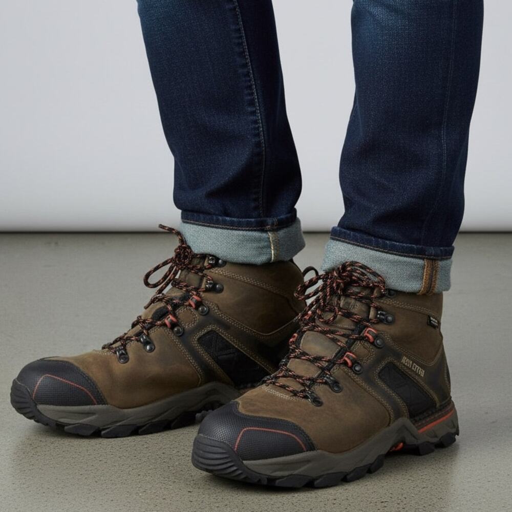 Irish Setter Crosby 6" Waterproof Work Boots Men's Sz 10 Gray Rust Leather